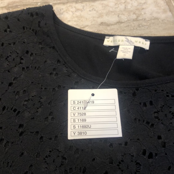 NWT Anthropologie  Weston Wear Upstaged Lace Tee Split Blouse Black Size Small - Picture 8 of 15